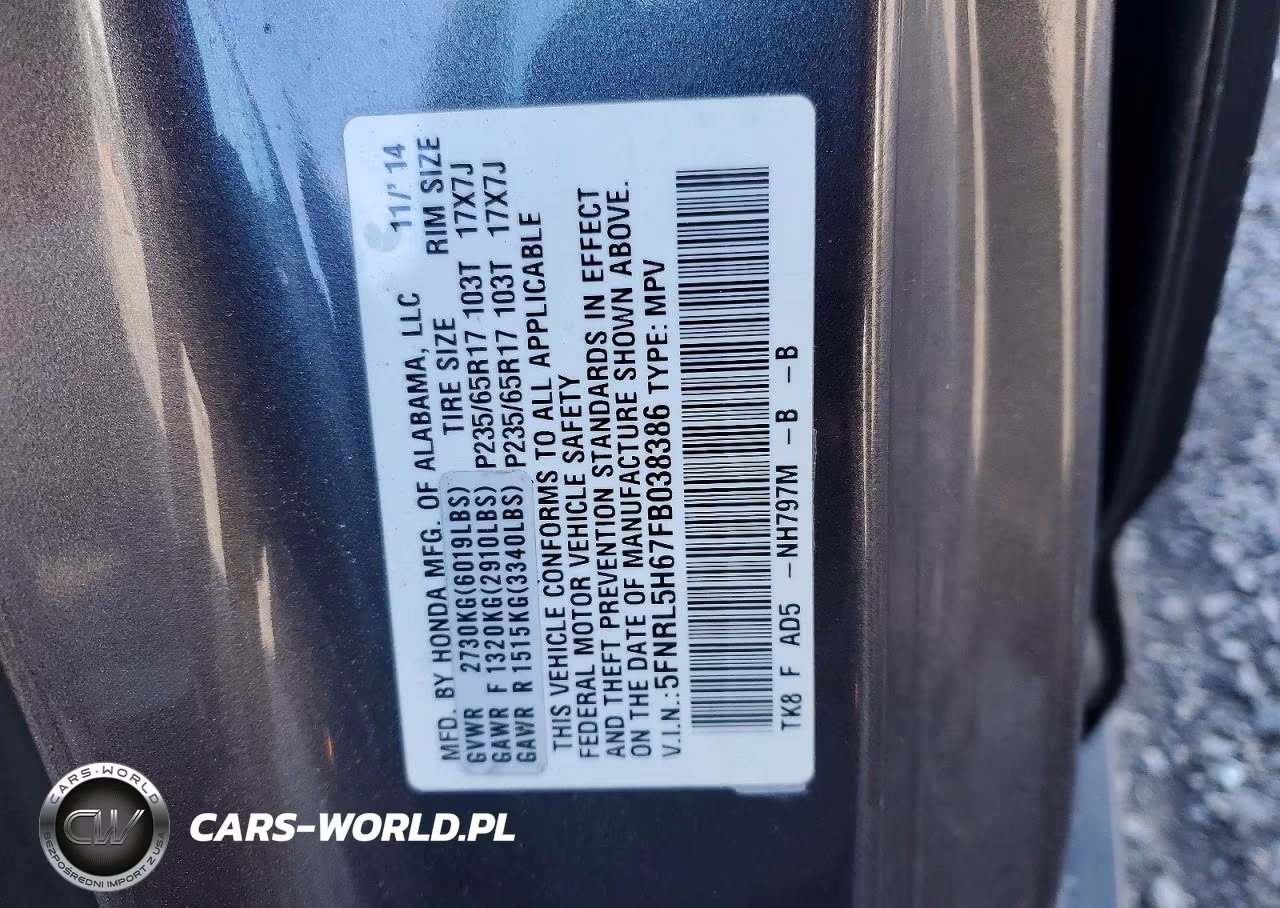 2015 Honda Odyssey Exl VIN:5FNRL5H67FB038386 - 14