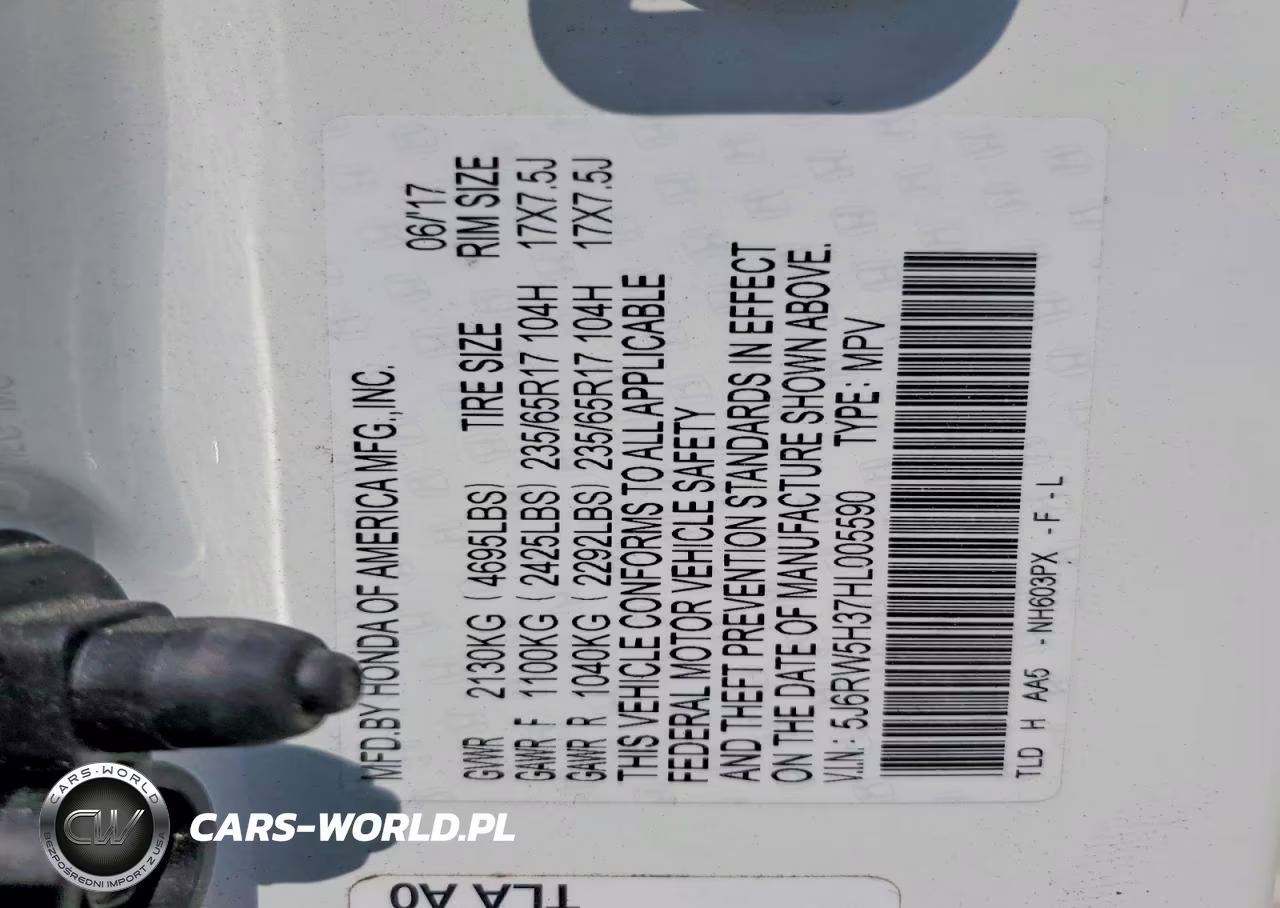 2017 Honda Cr-V Lx VIN:5J6RW5H37HL005590 - 13