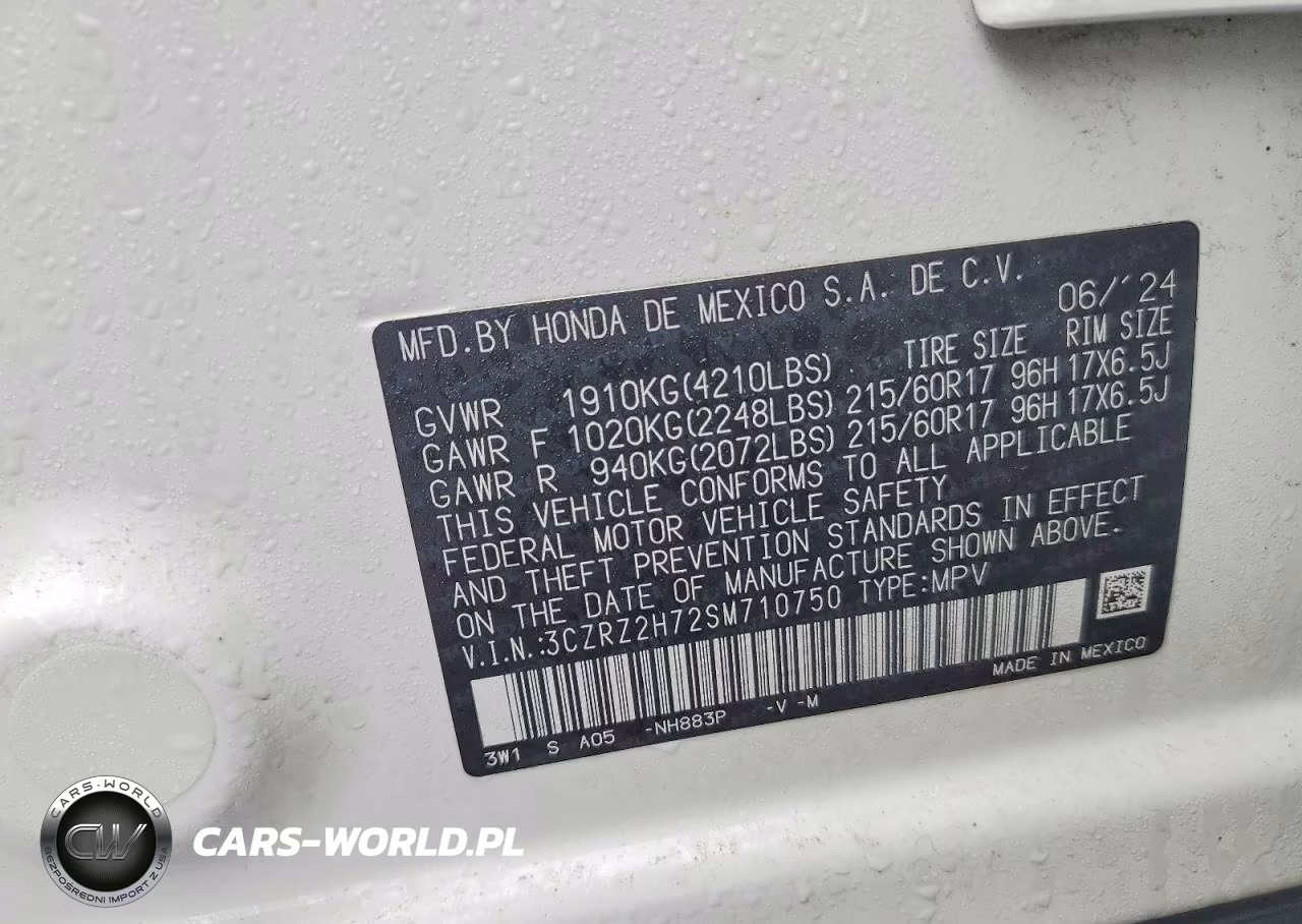 2025 Honda Hr-V Exl VIN:3CZRZ2H72SM710750 - 12