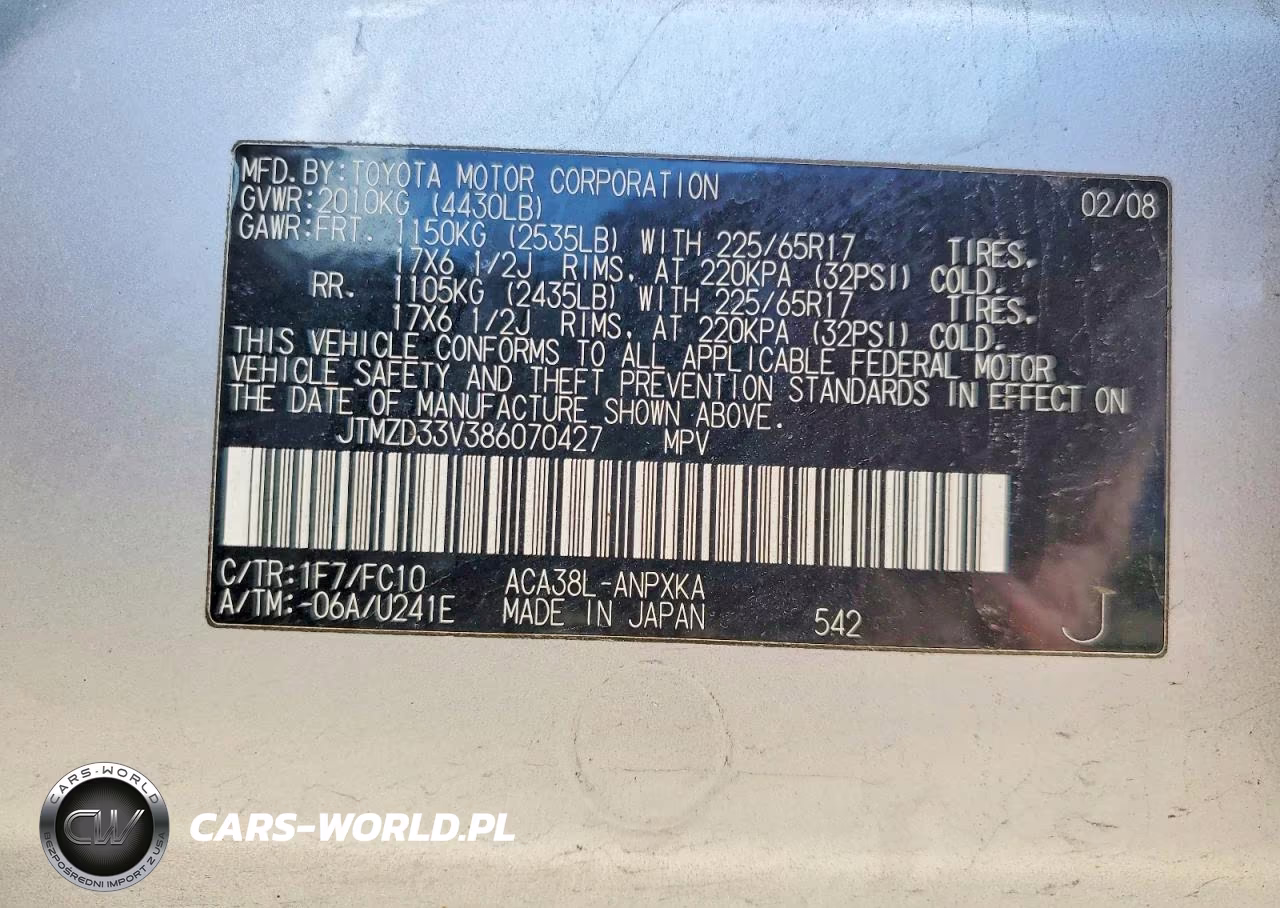 2008 Toyota Rav4 Base VIN:JTMZD33V386070427 - 12