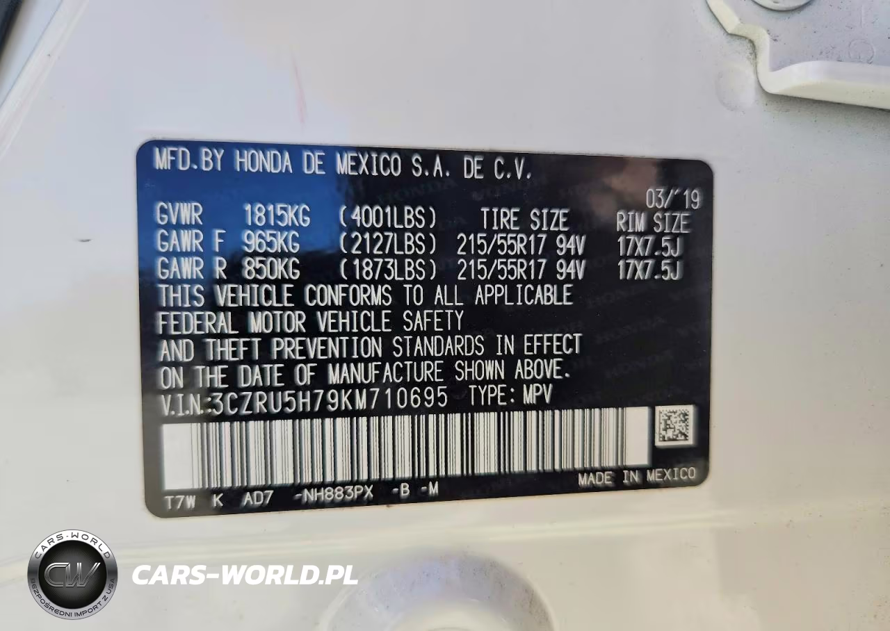 2019 Honda Hr-V Exl VIN:3CZRU5H79KM710695 - 14