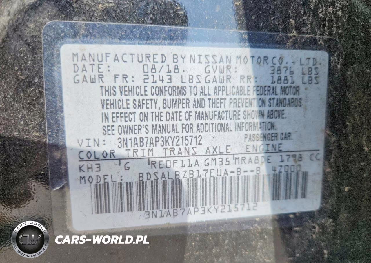 2019 Nissan Sentra S VIN:3N1AB7AP3KY215712 - 12