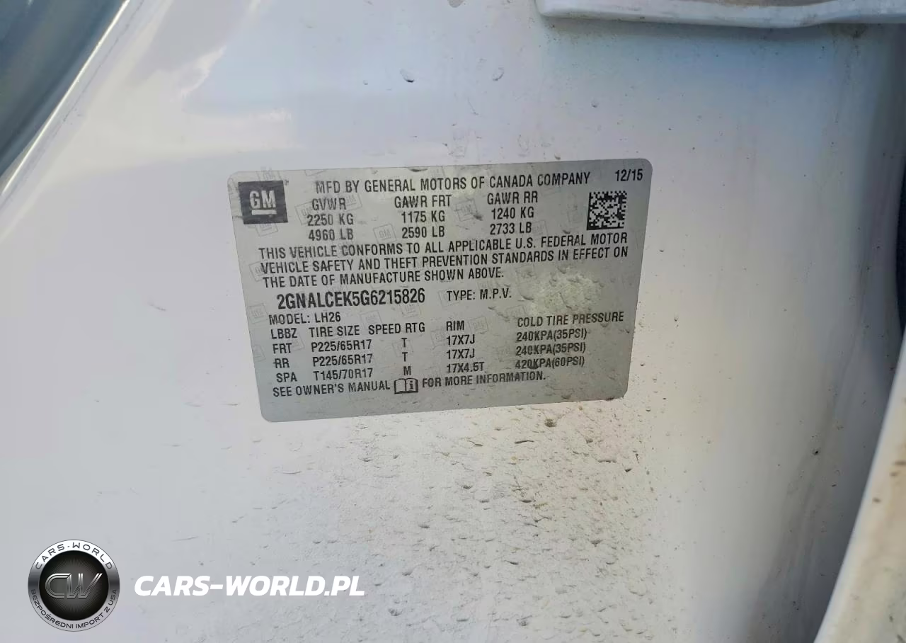 2016 Chevrolet Equinox Lt VIN:2GNALCEK5G6215826 - 13