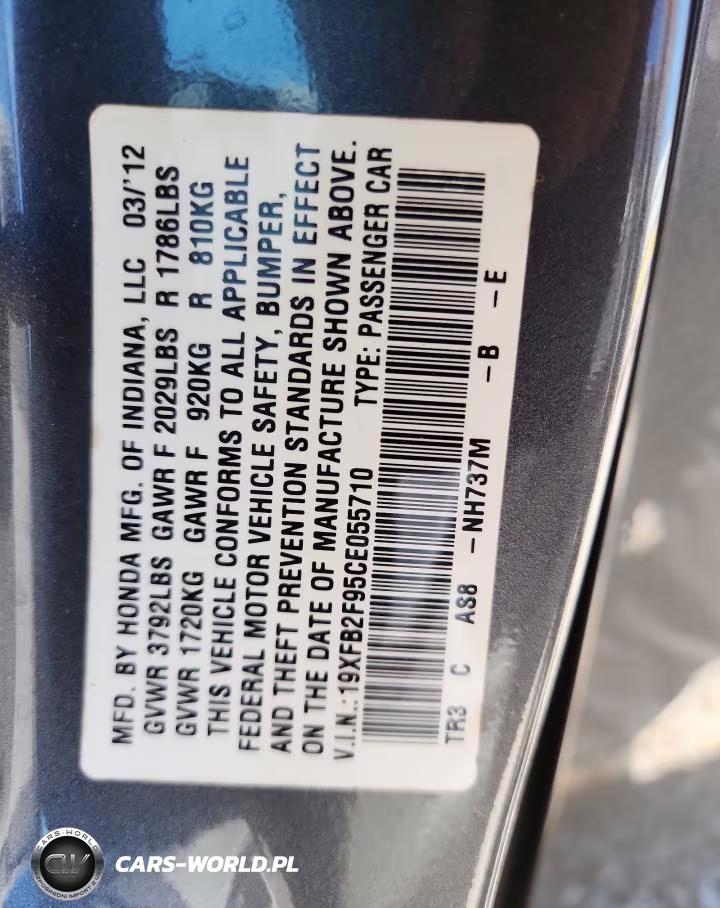 2012 Honda Civic Exl VIN:19XFB2F95CE055710 - 13