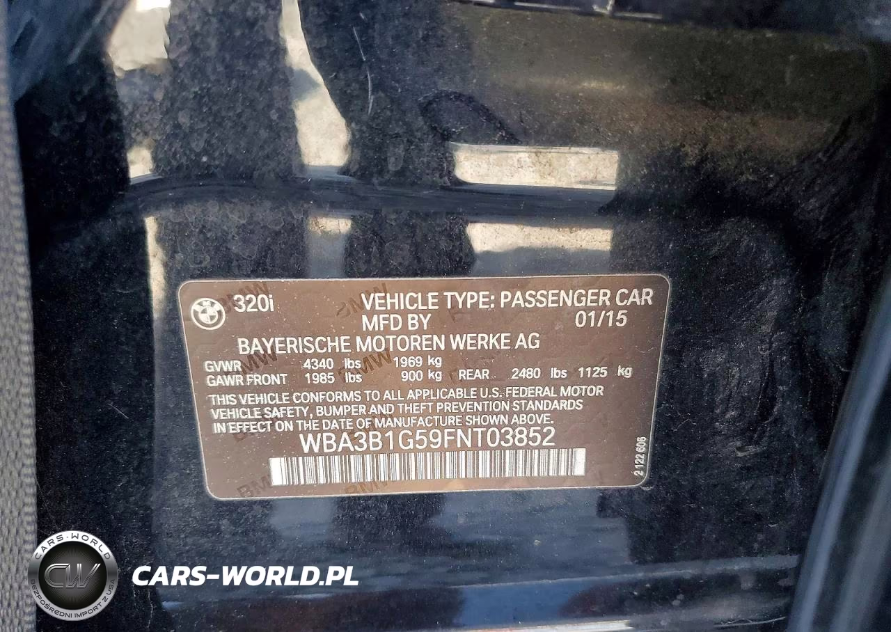 2015 BMW 320 I VIN:WBA3B1G59FNT03852 - 12