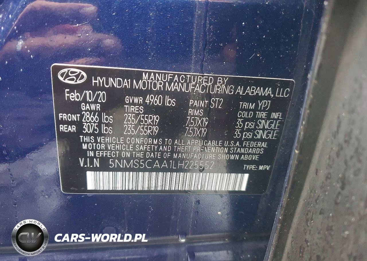 2020 Hyundai Santa Fe Limited 2.0T VIN:5NMS5CAA1LH225552 - 13