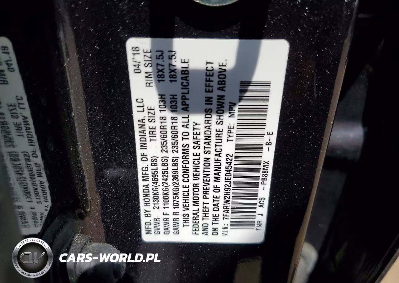 2018 Honda Cr-V Touring VIN:7FARW2H92JE045422 - 13