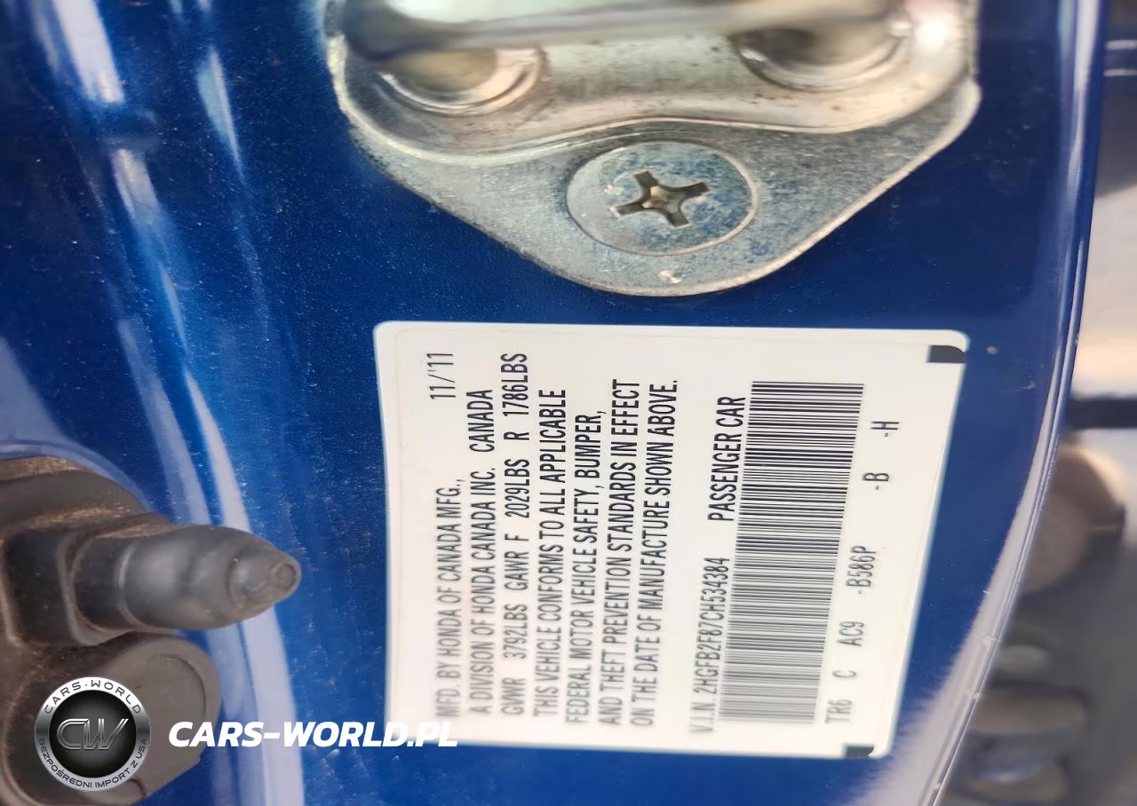 2012 Honda Civic Ex VIN:2HGFB2F87CH534384 - 12