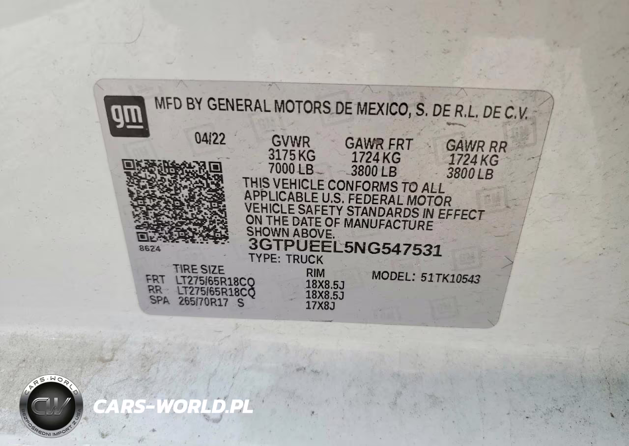 2022 GMC Sierra K1500 At4 VIN:3GTPUEEL5NG547531 - 12
