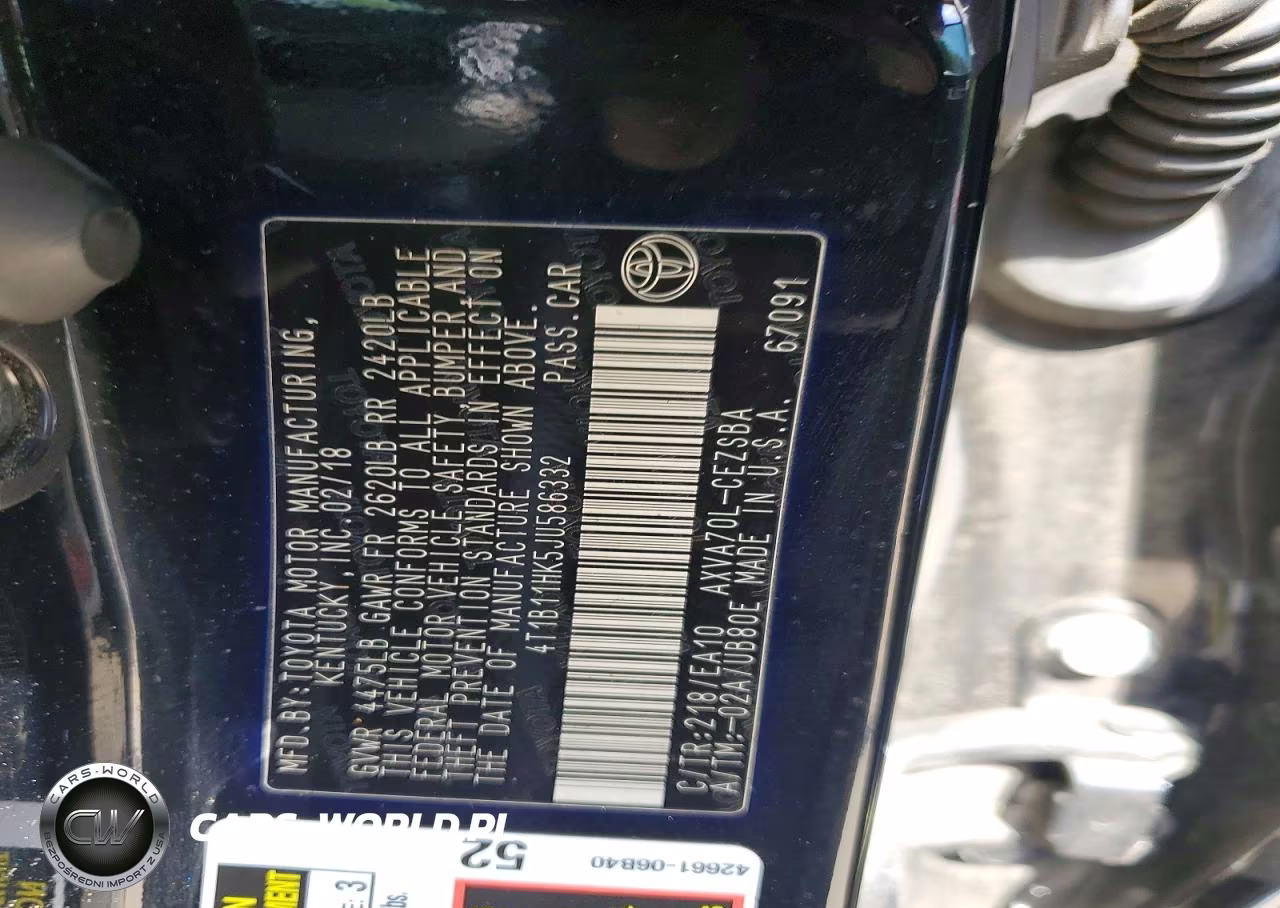2018 Toyota Camry Se VIN:4T1B11HK5JU586332 - 12