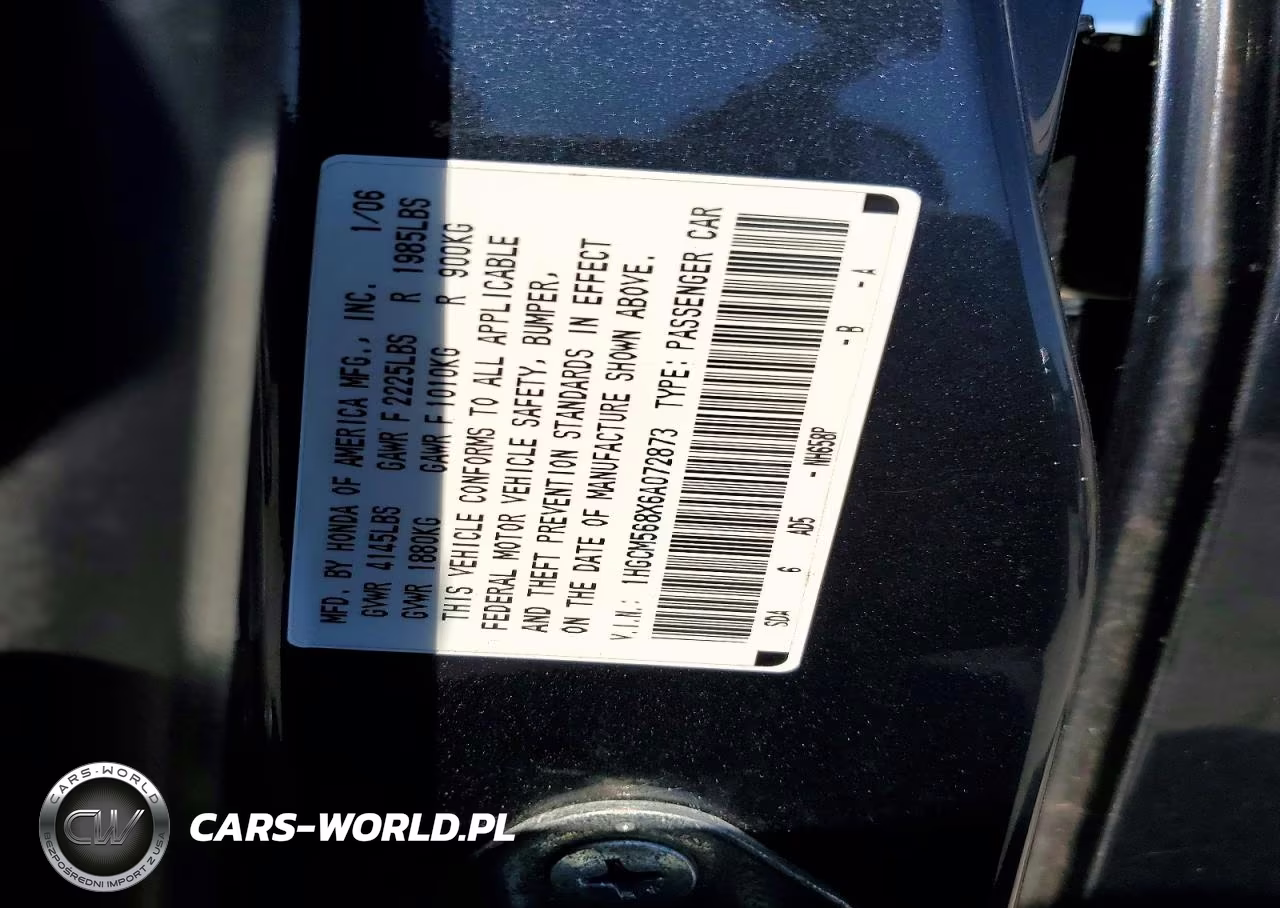 2006 Honda Accord Ex VIN:1HGCM568X6A072873 - 12