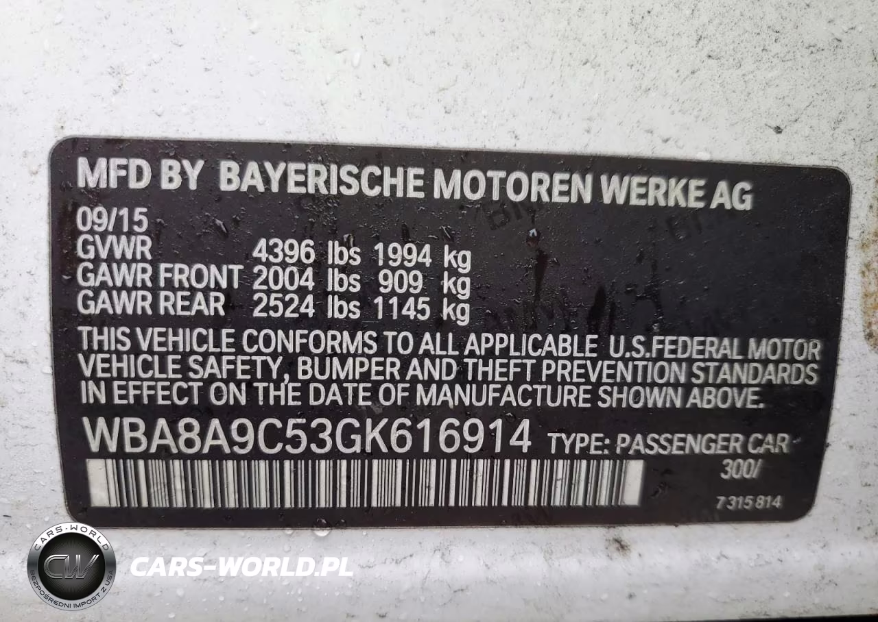 2016 BMW 320 I VIN:WBA8A9C53GK616914 - 12