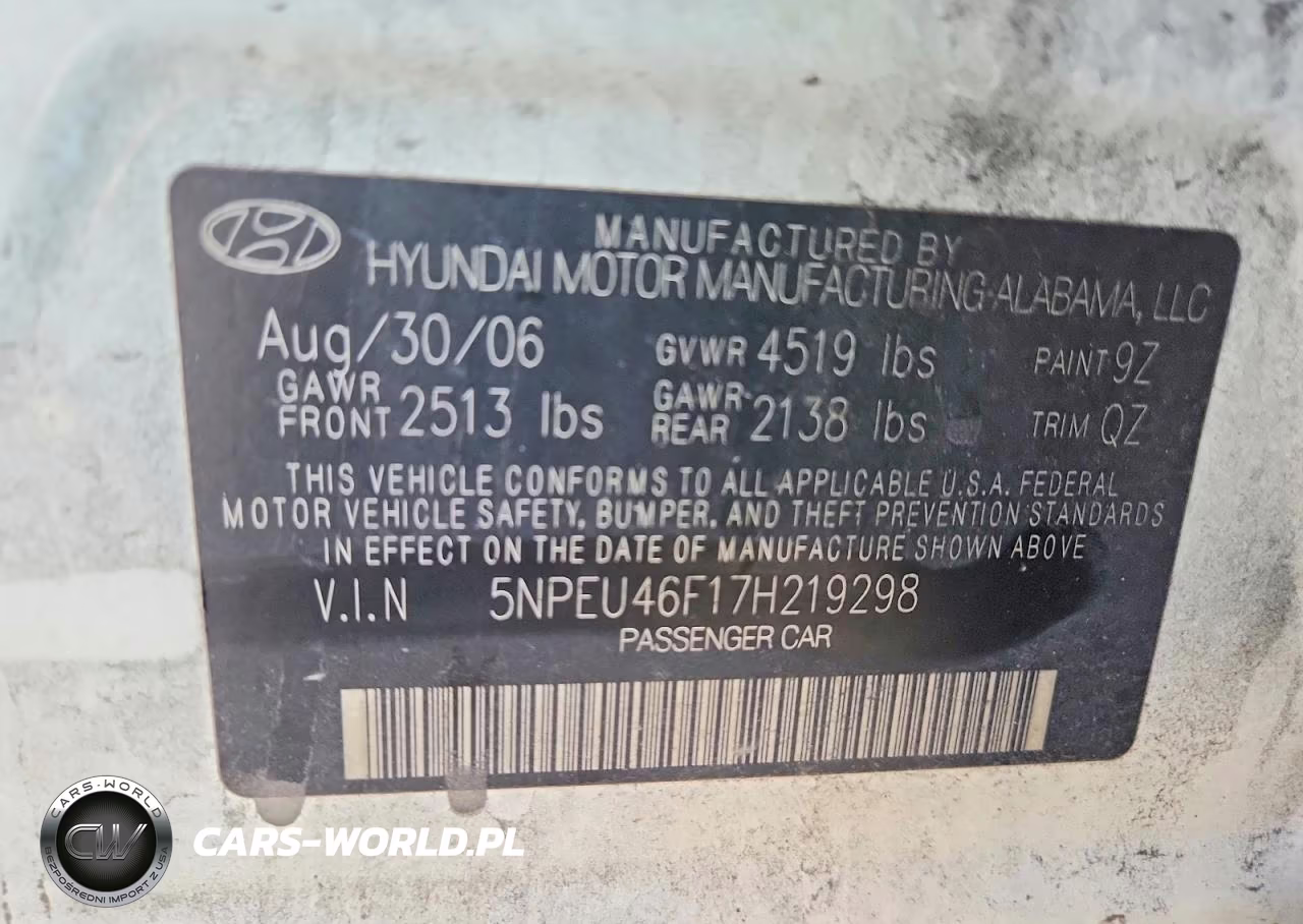 2007 Hyundai Sonata Se VIN:5NPEU46F17H219298 - 12