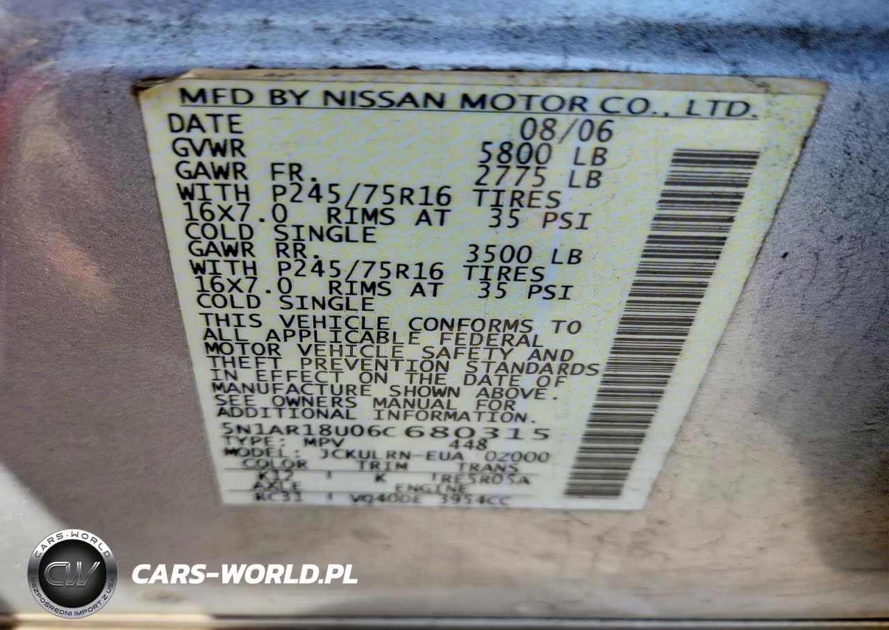 2006 Nissan Pathfinder VIN:5N1AR18U06C680315 - 13