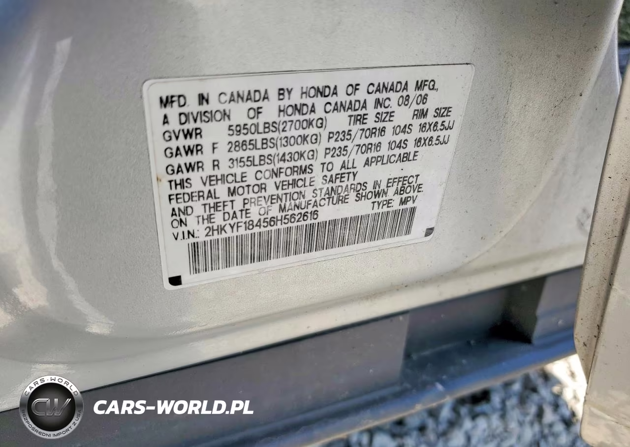 2006 Honda Pilot Ex VIN:2HKYF18456H562616 - 12