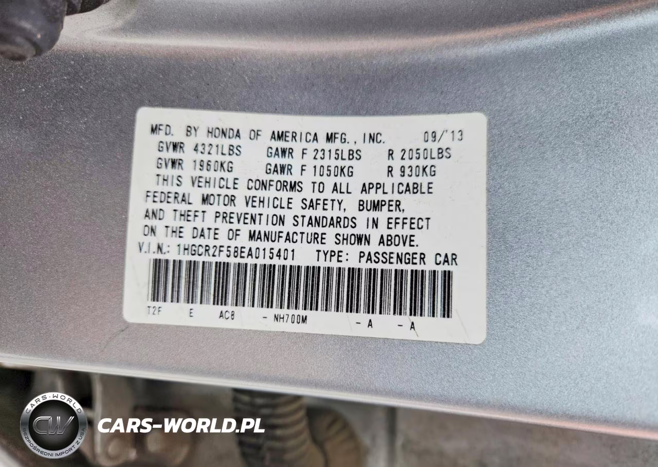 2014 Honda Accord Sport VIN:1HGCR2F58EA015401 - 12