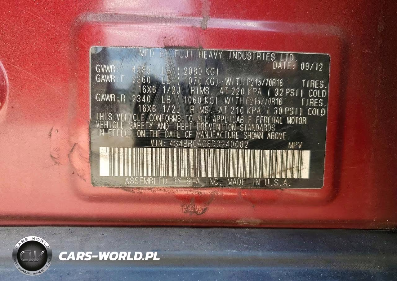 2013 Subaru Outback 2.5I VIN:4S4BRCAC8D3240082 - 13