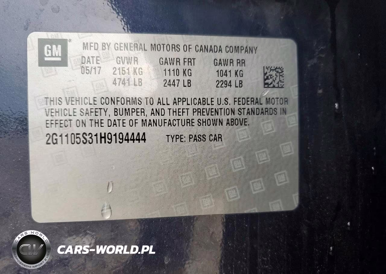 2017 Chevrolet Impala Lt VIN:2G1105S31H9194444 - 12