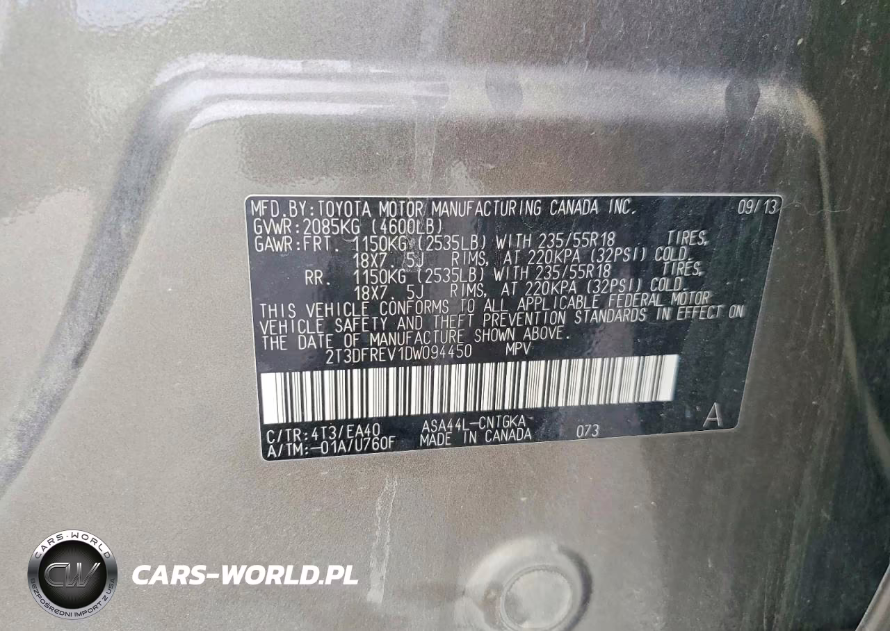 2013 Toyota Rav4 Limited VIN:2T3DFREV1DW094450 - 12