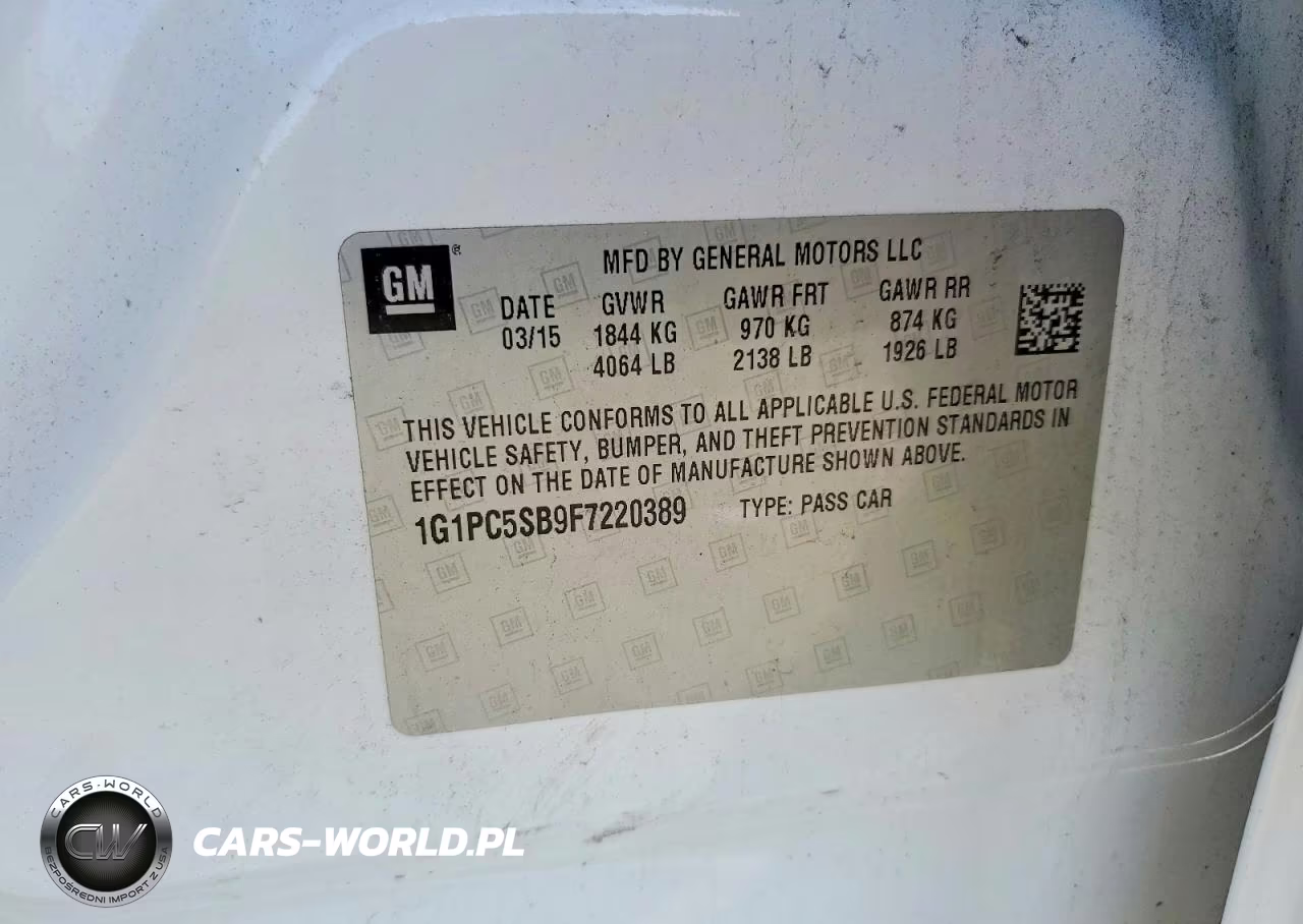 2015 Chevrolet Cruze Lt VIN:1G1PC5SB9F7220389 - 12