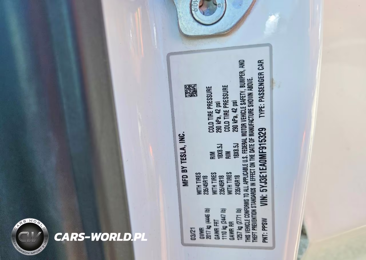 2021 Tesla Model 3 VIN:5YJ3E1EA0MF915329 - 13