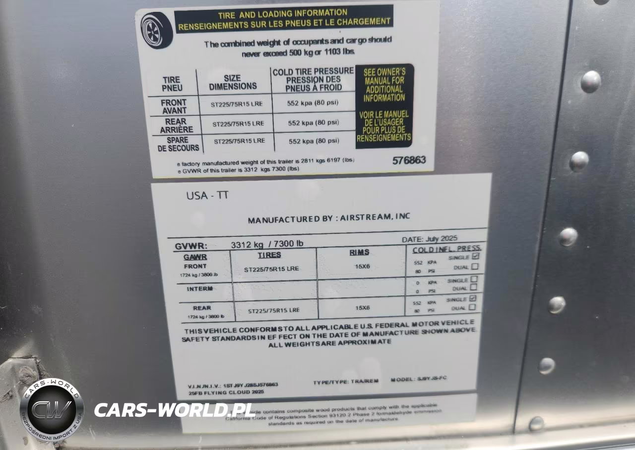 2025 Airstream Camper VIN:1STJ9YJ28SJ576863 - 10
