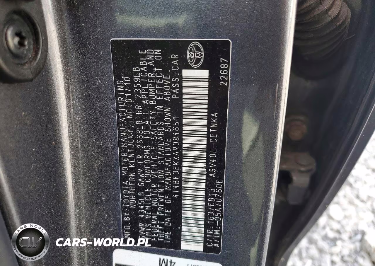 2010 Toyota Camry Le VIN:4T4BF3EKXAR084651 - 12