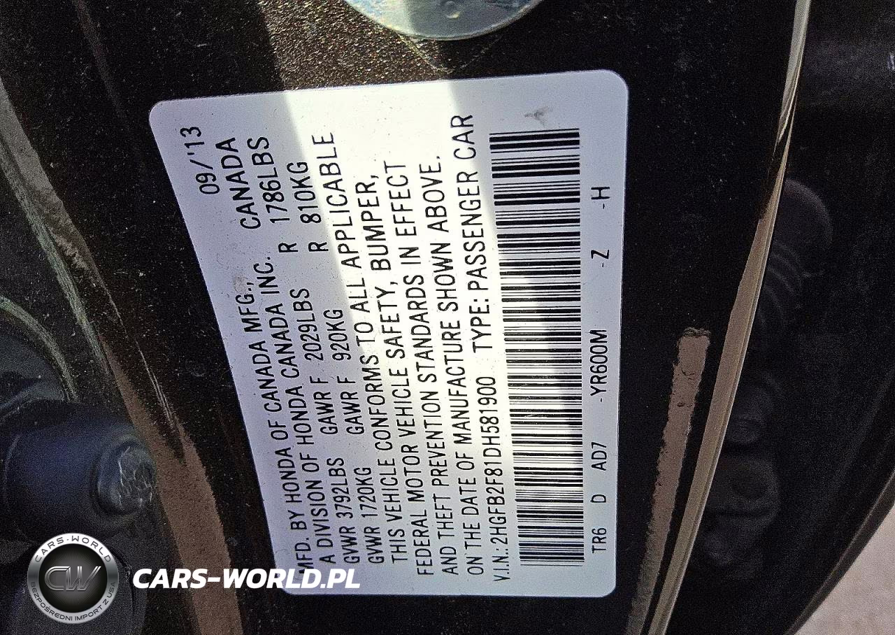 2013 Honda Civic Ex VIN:2HGFB2F81DH581900 - 12
