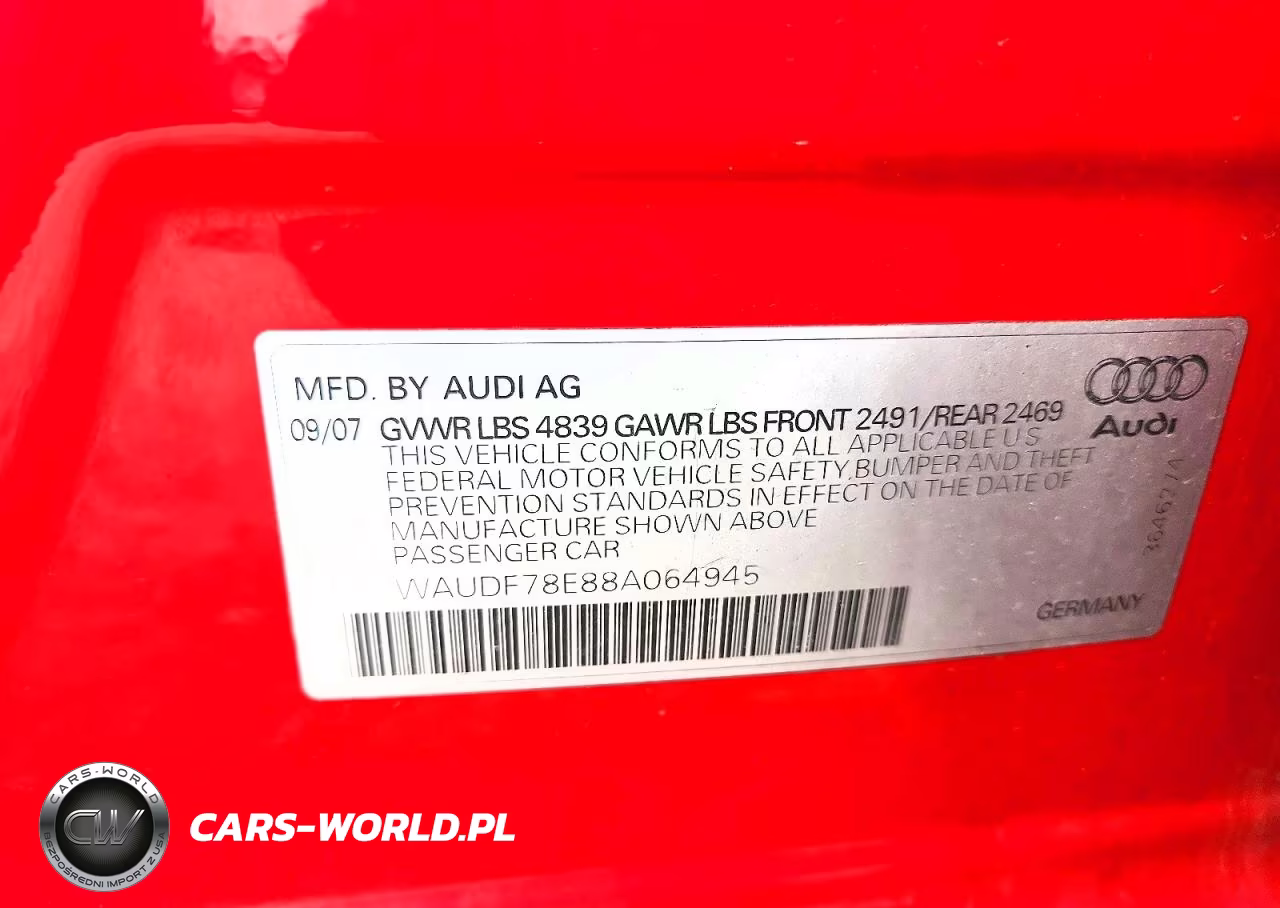 2008 Audi A4 2.0T Quattro VIN:WAUDF78E88A064945 - 12