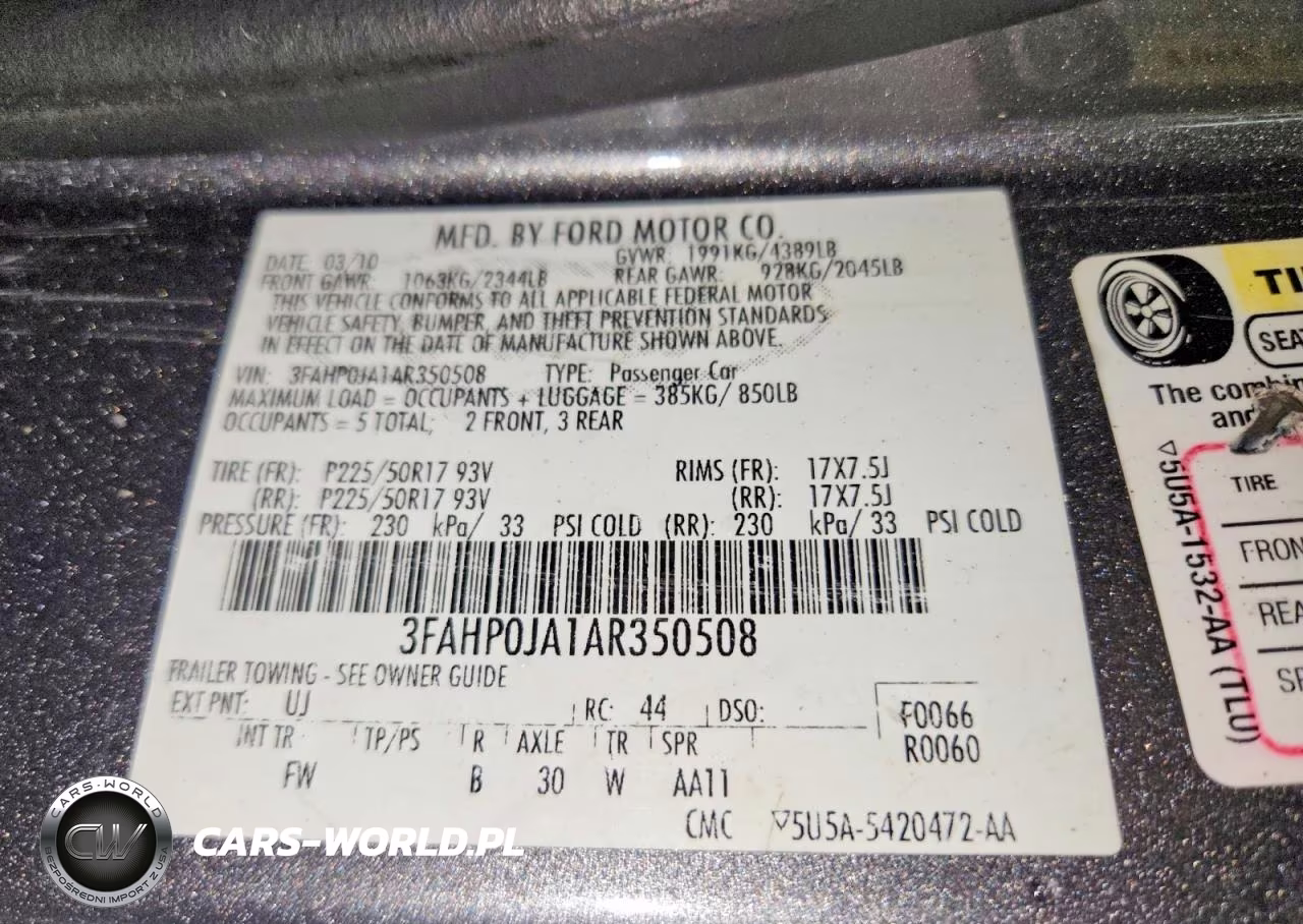 2010 Ford Fusion Sel VIN:3FAHP0JA1AR350508 - 13