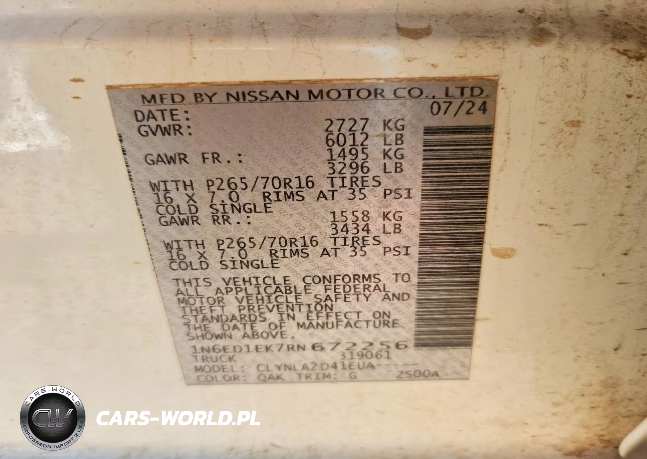 2024 Nissan Frontier S VIN:1N6ED1EK7RN672256 - 12