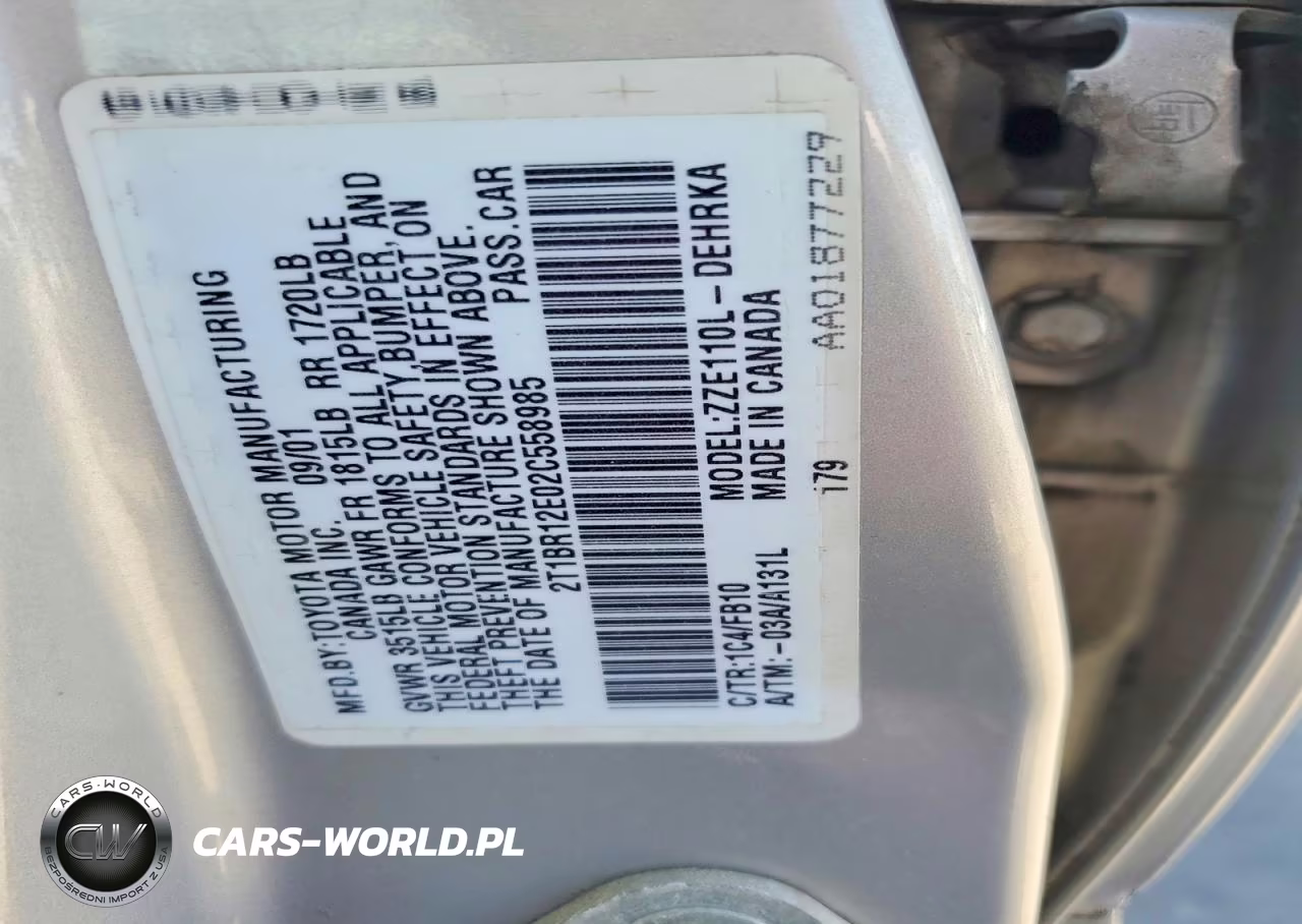 2002 Toyota Corolla Ce VIN:2T1BR12E02C558985 - 12