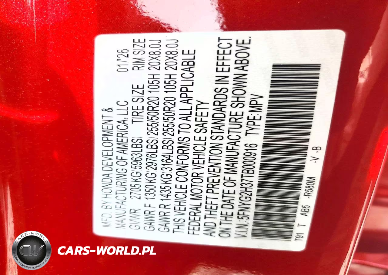 2026 Honda Pilot Sport VIN:5FNYG2H37TB000916 - 13