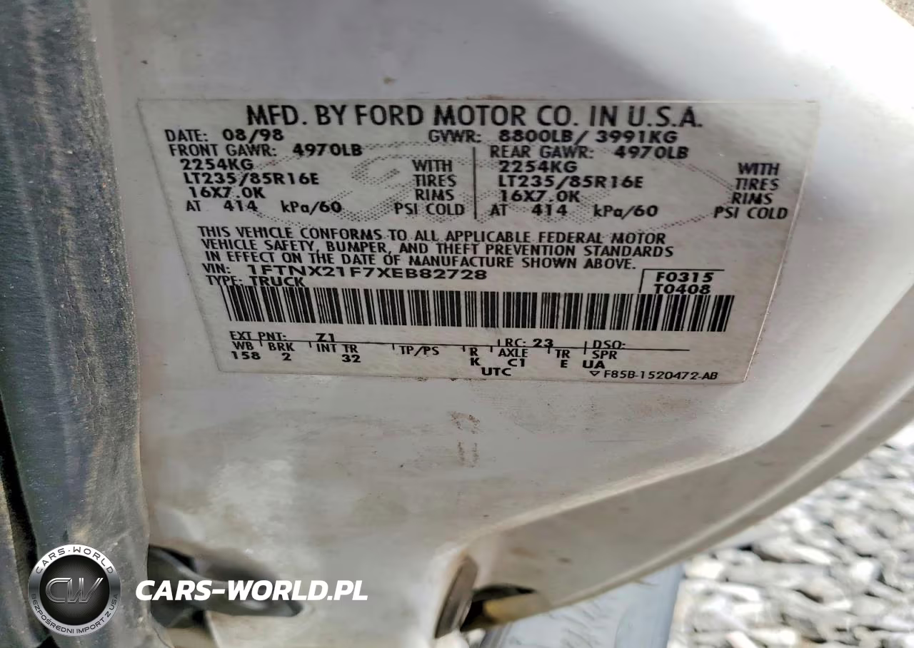 1999 Ford F250 Super Duty VIN:1FTNX21F7XEB82728 - 12