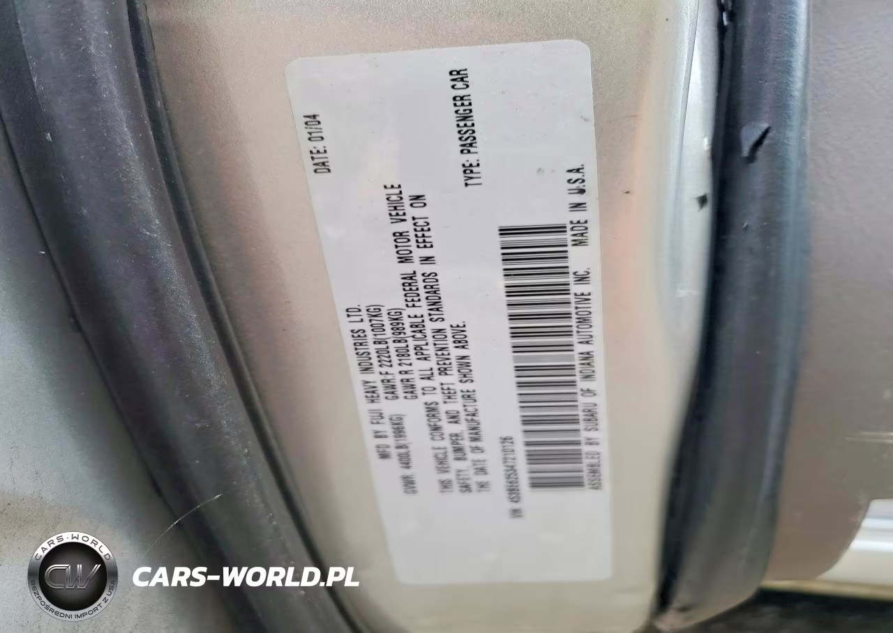 2004 Subaru Legacy L Special VIN:4S3BE625347210126 - 12