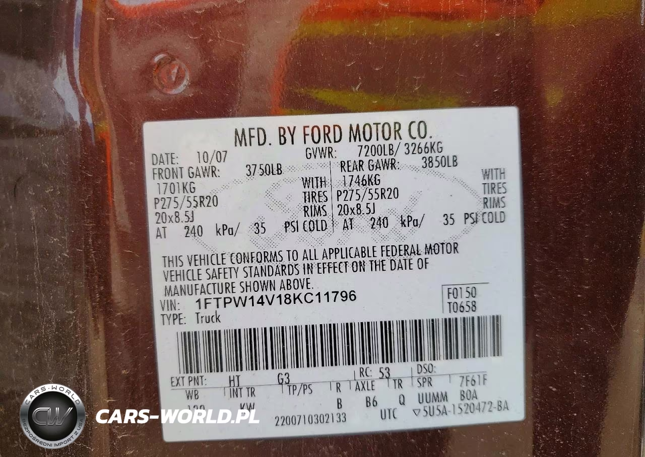 2008 Ford F150 Supercrew VIN:1FTPW14V18KC11796 - 12
