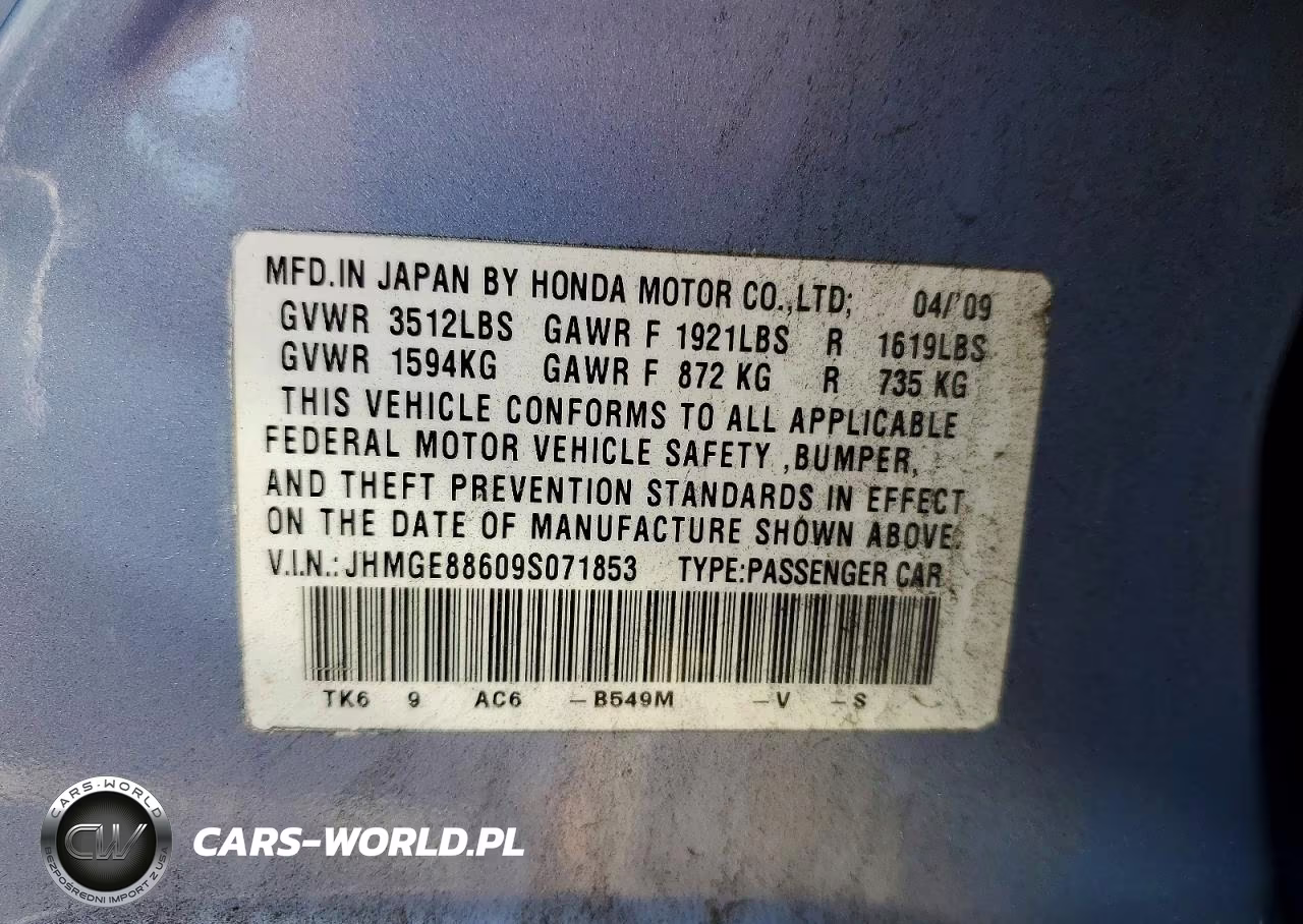2009 Honda Fit Sport VIN:JHMGE88609S071853 - 12
