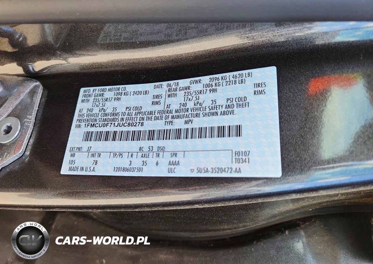 2018 Ford Escape S VIN:1FMCU0F71JUC80278 - 14