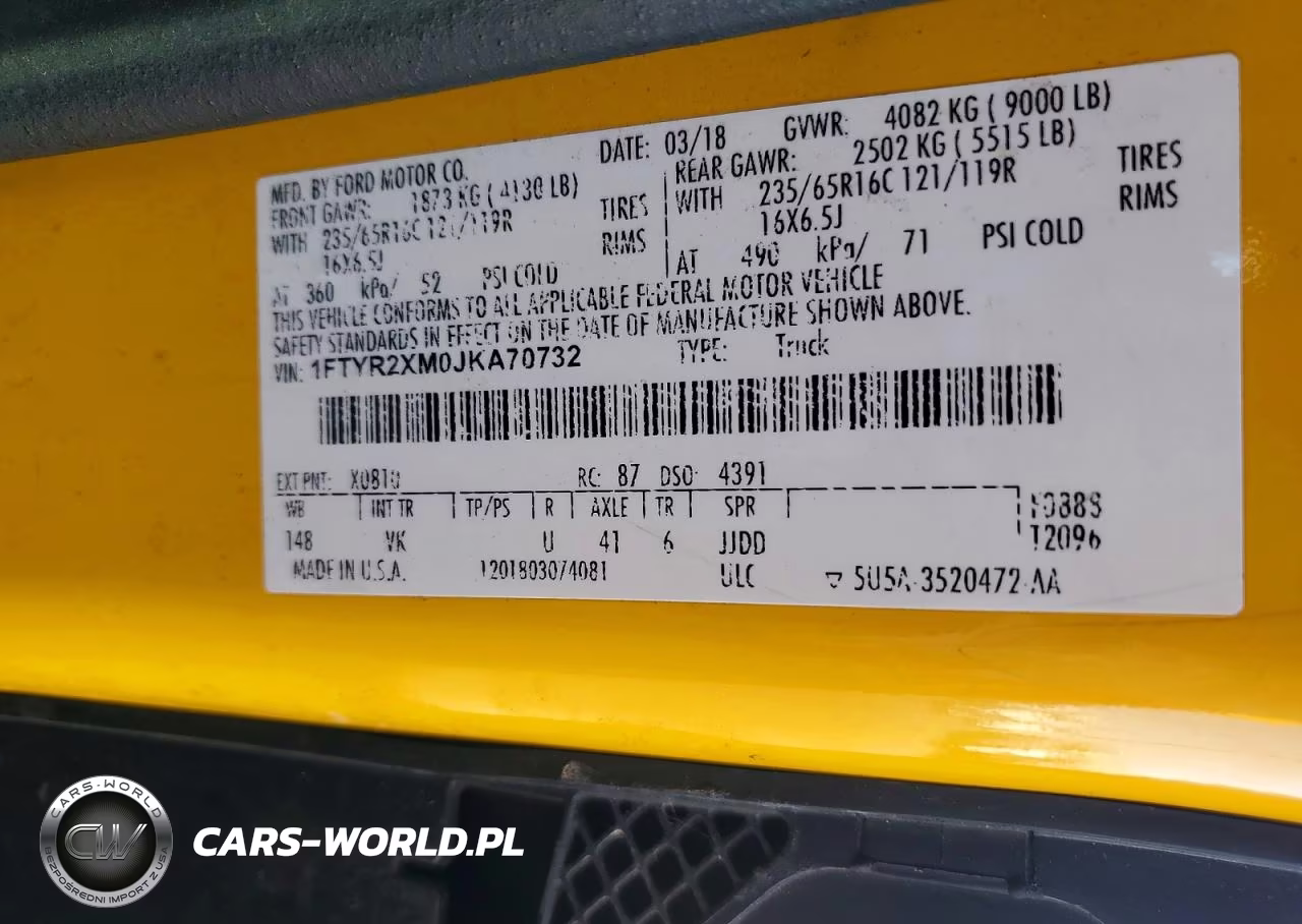 2018 Ford Transit T-250 VIN:1FTYR2XM0JKA70732 - 13