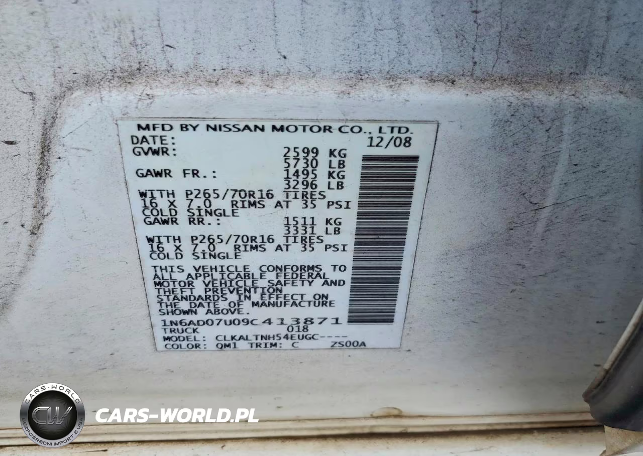 2009 Nissan Frontier Se V6 VIN:1N6AD07U09C413871 - 12