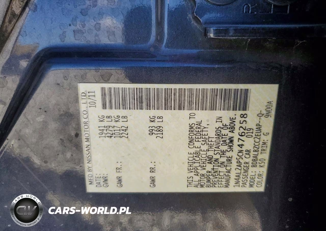 2012 Nissan Altima VIN:1N4AL2AP5CN476258 - 13