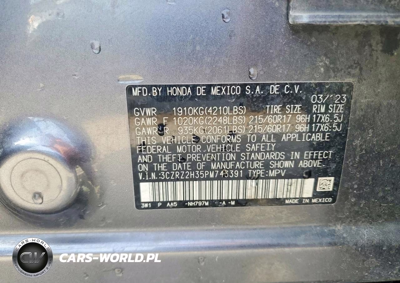 2023 Honda Hr-V Lx VIN:3CZRZ2H35PM743391 - 13