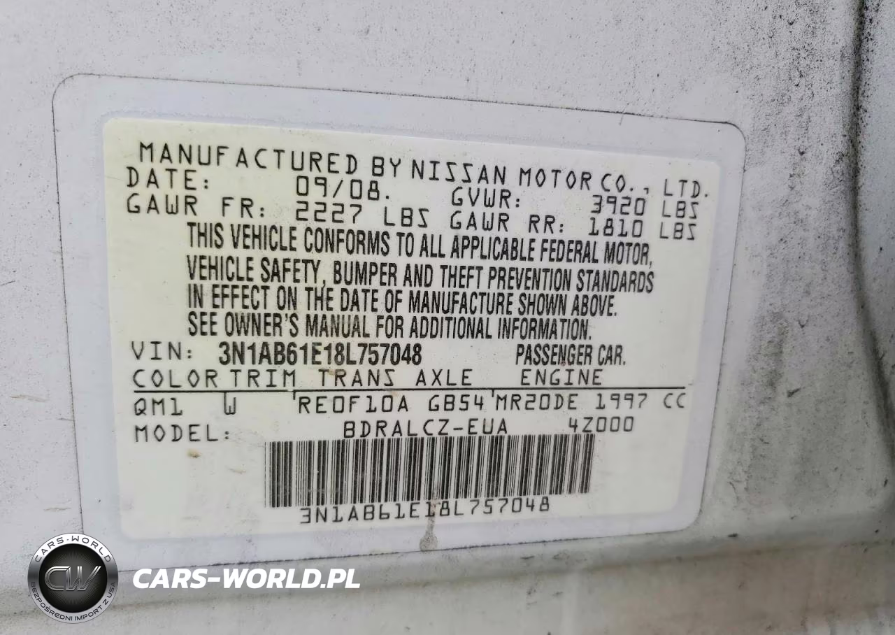 2008 Nissan Sentra 2.0 VIN:3N1AB61E18L757048 - 12