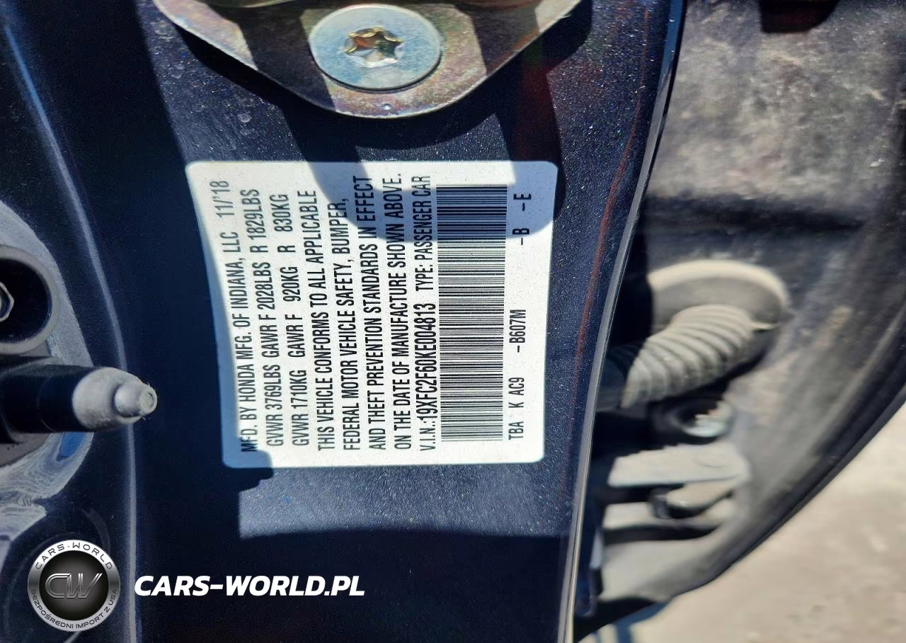 2019 Honda Civic Lx VIN:19XFC2F60KE004813 - 13