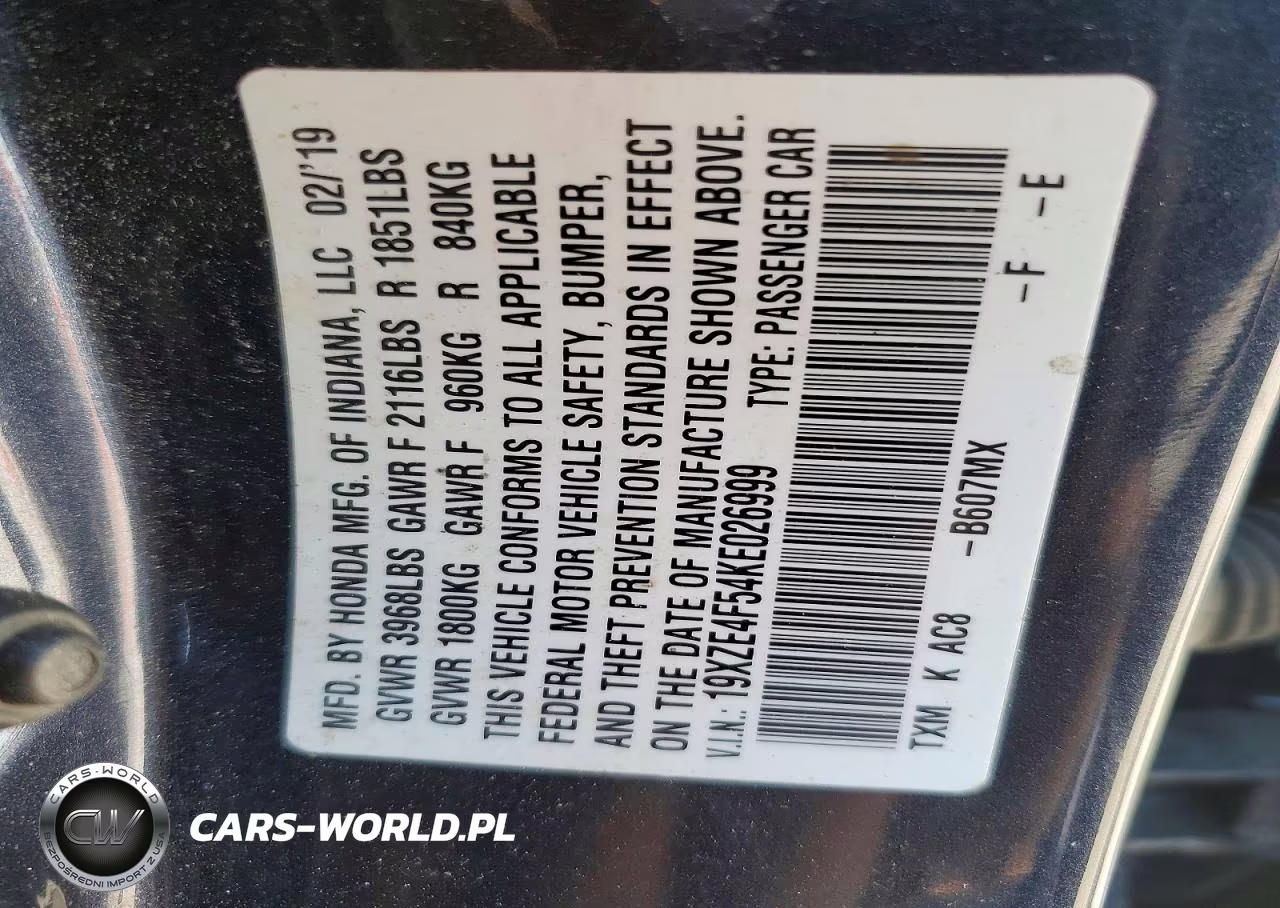 2019 Honda Insight Ex VIN:19XZE4F54KE026999 - 12