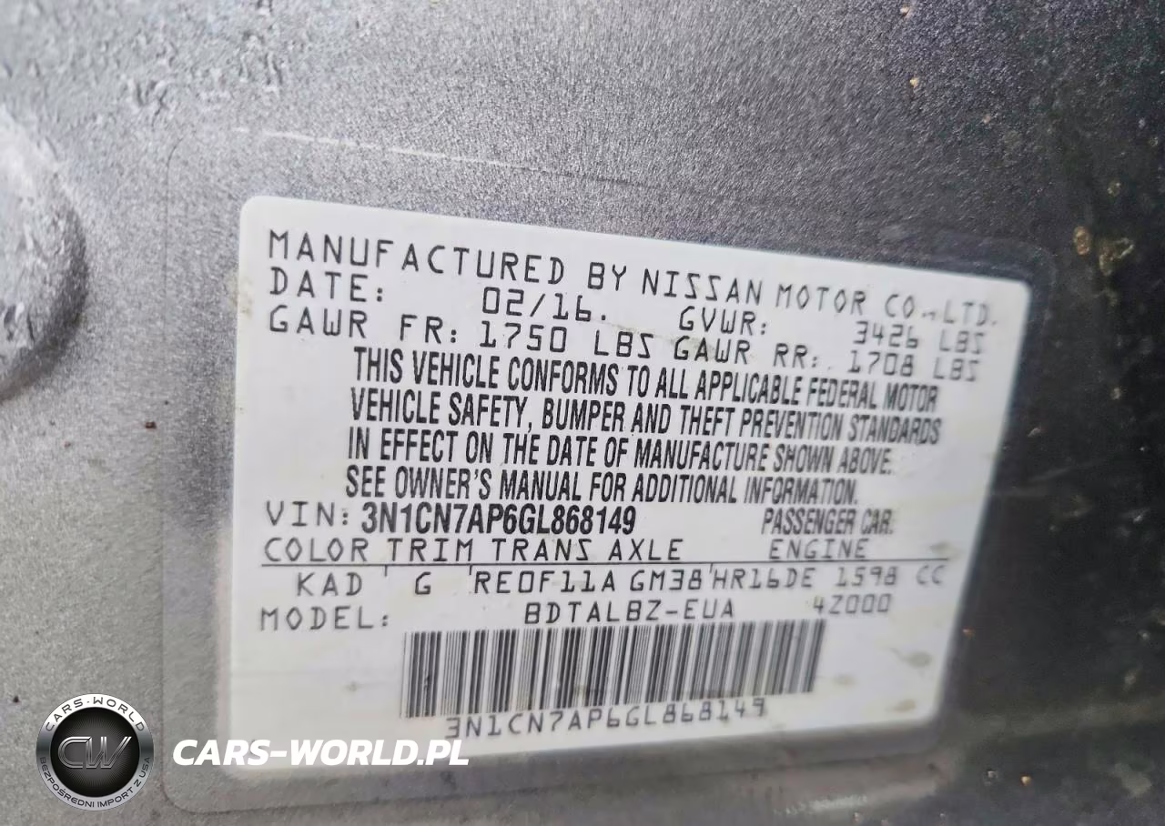 2016 Nissan Versa 1.6 Sv VIN:3N1CN7AP6GL868149 - 12
