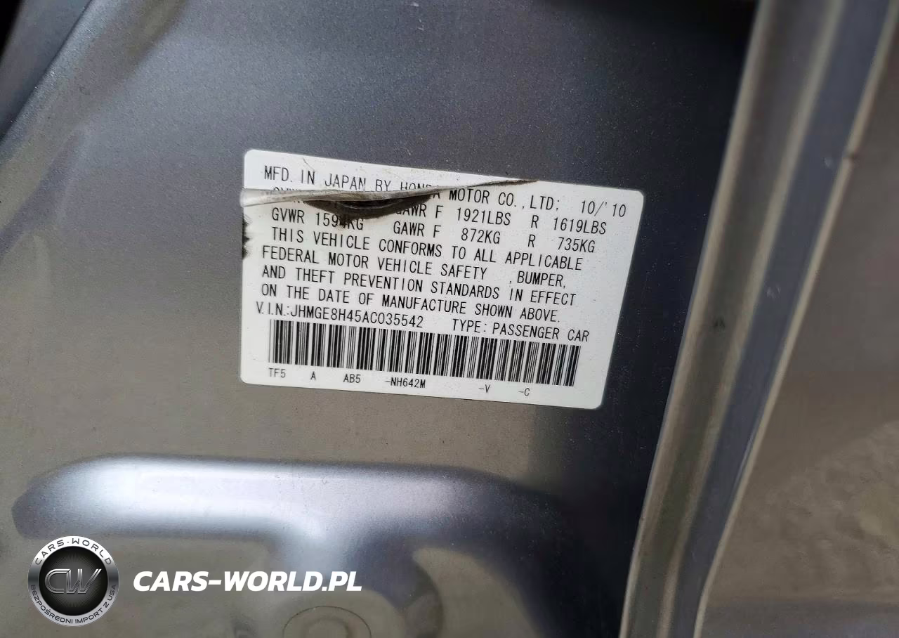 2010 Honda Fit Sport VIN:JHMGE8H45AC035542 - 12