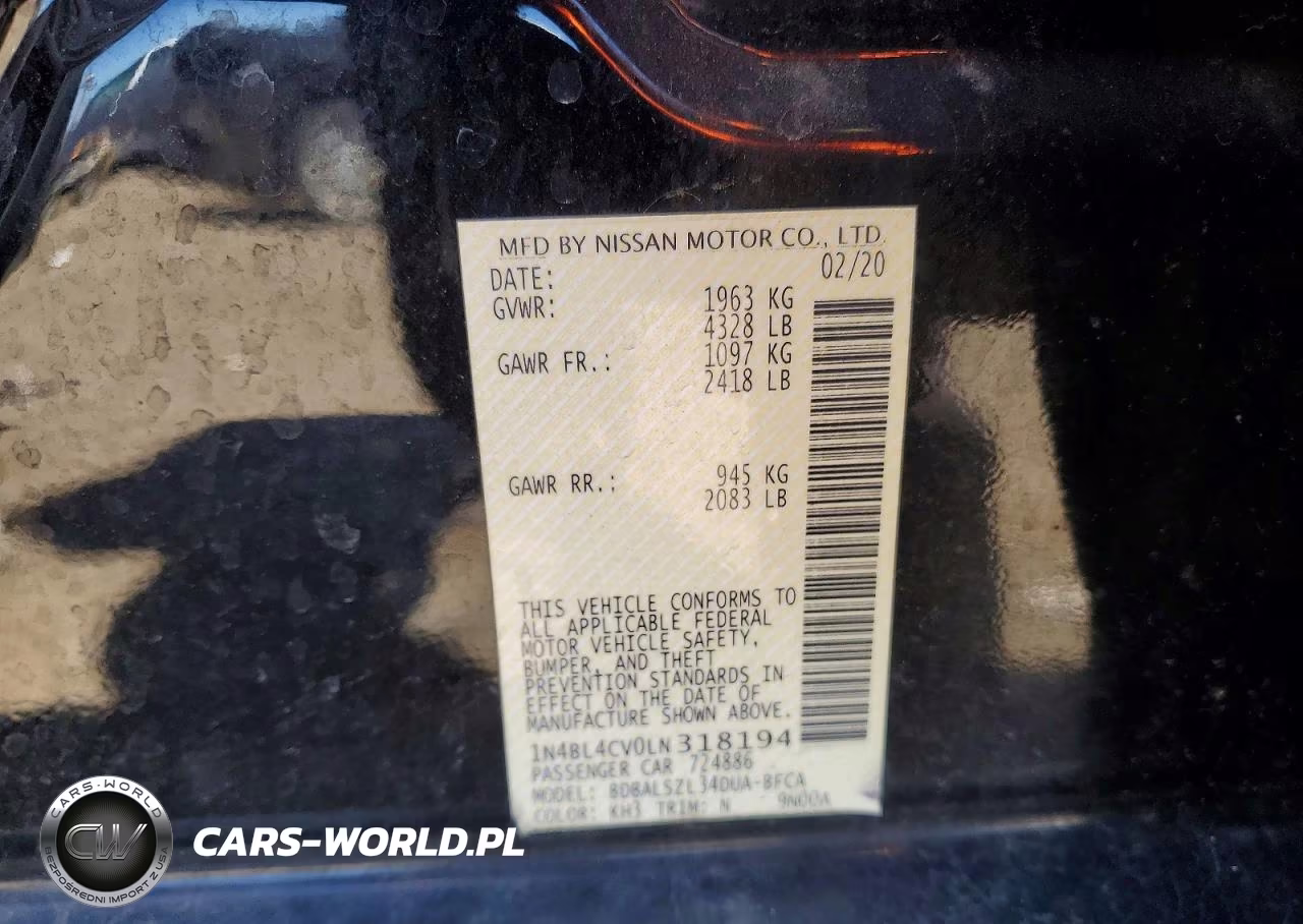 2020 Nissan Altima Sr VIN:1N4BL4CV0LN318194 - 13