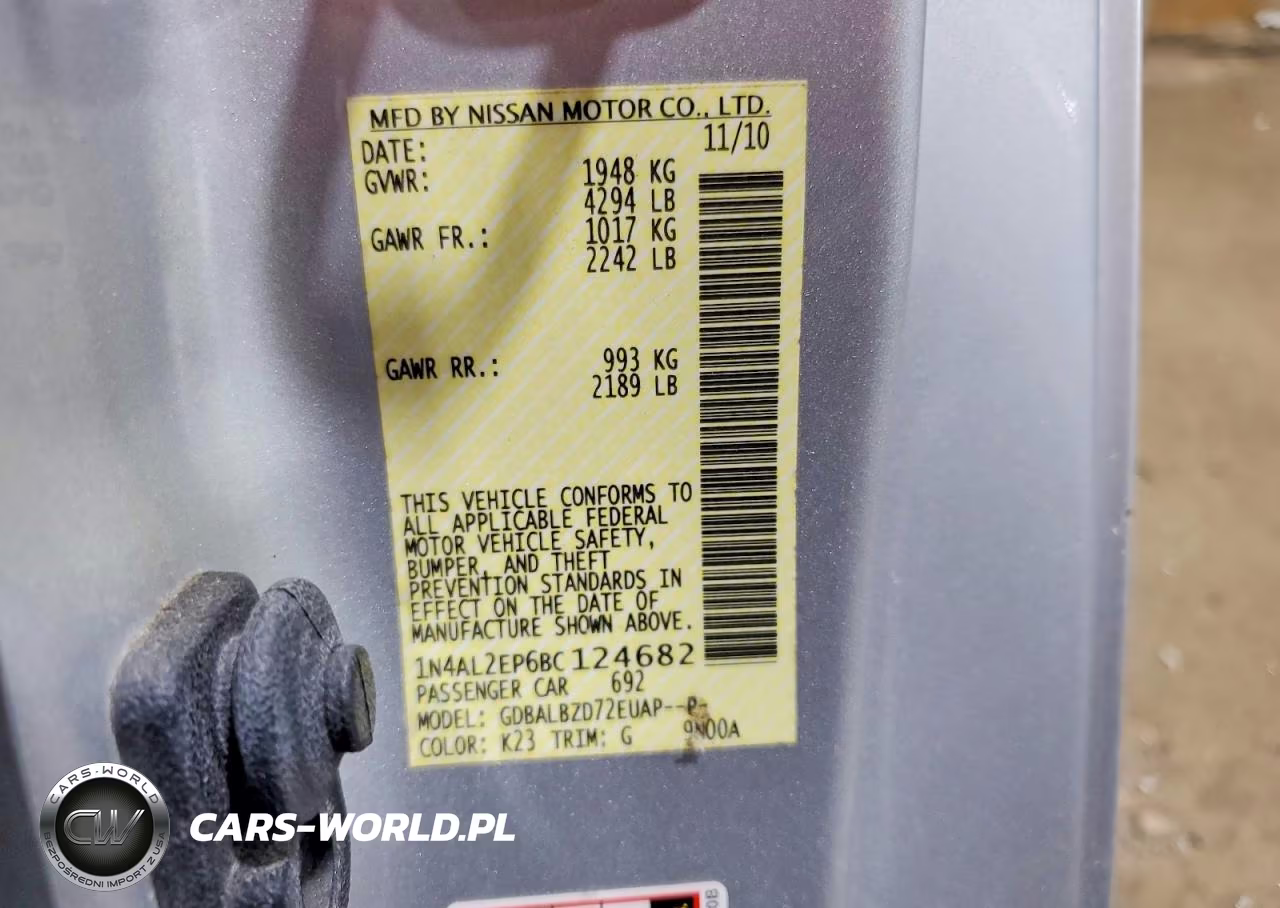 2011 Nissan Altima S VIN:1N4AL2EP6BC124682 - 12