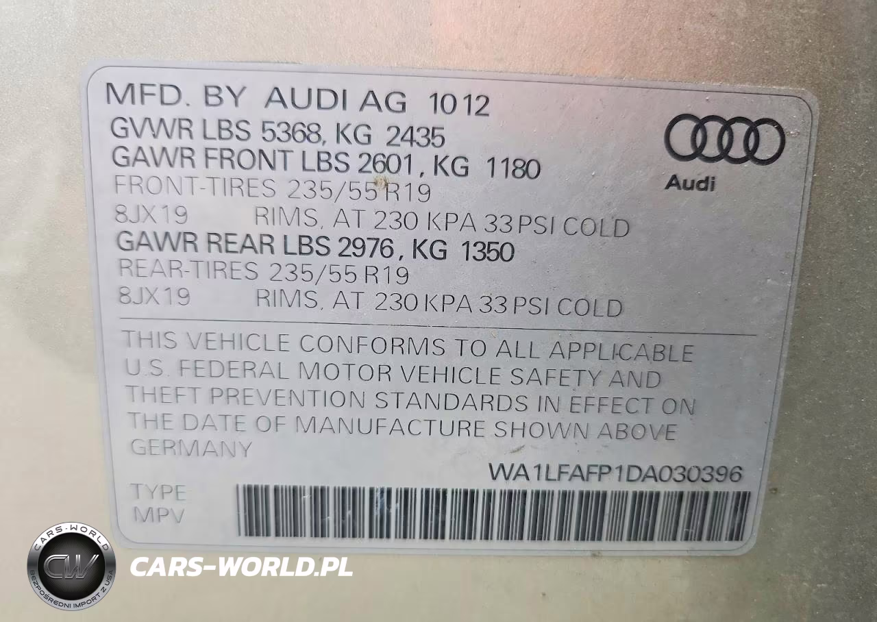 2013 Audi Q5 Premium Plus VIN:WA1LFAFP1DA030396 - 12